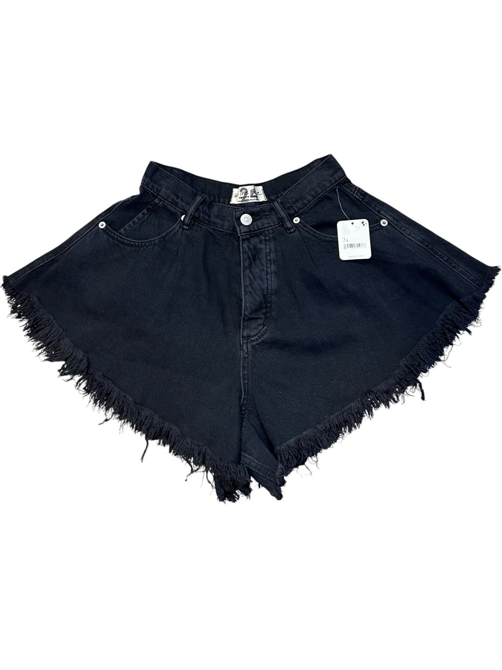 We the Free Free People Black Denim Frayed Hem Shorts NWT - Picture 4 of 14